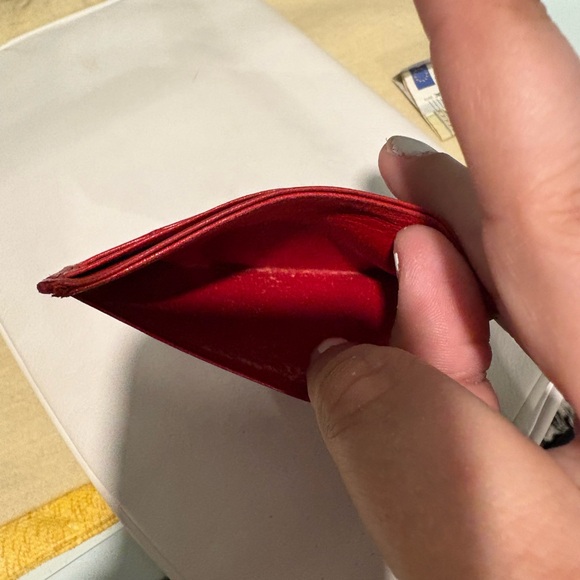 Authentic CHANEL Red Quilted Lambskin Leather Card Holder - Picture 5 of 10